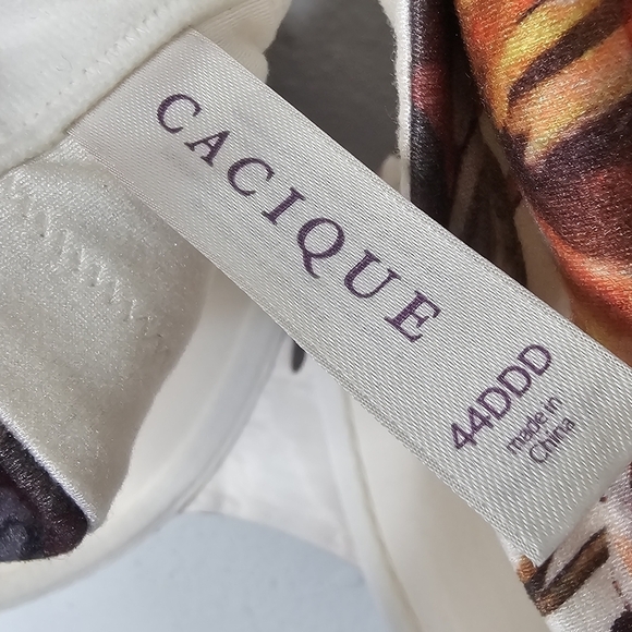 Cacique Intuition Full Coverage Womens Bra 40DDD Ivory Cream Brown Fall Leaves - Picture 8 of 11